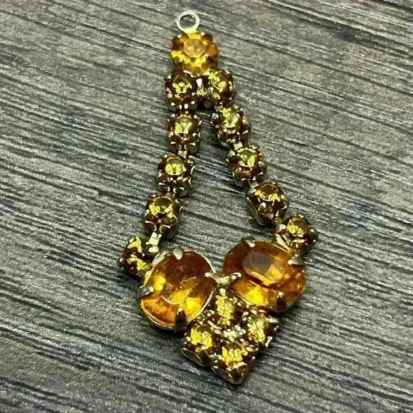 Vintage Amber and Topaz Rhinestone Pendant - Picture 3 of 4